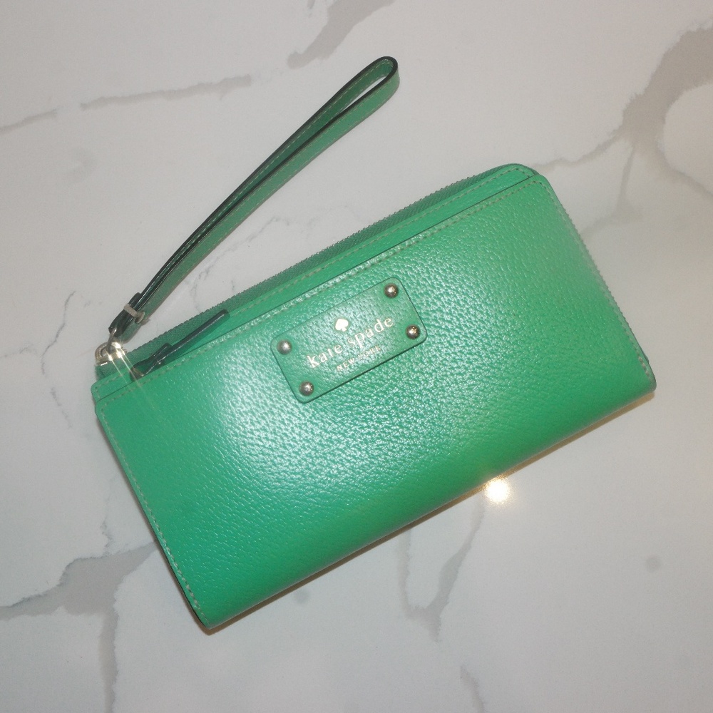 Leather Wallet Wristlet Kelly Green | Kate Spade